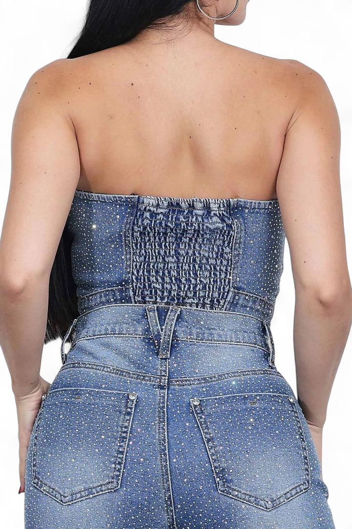 Iridescent Rhinestone Star Tube Top