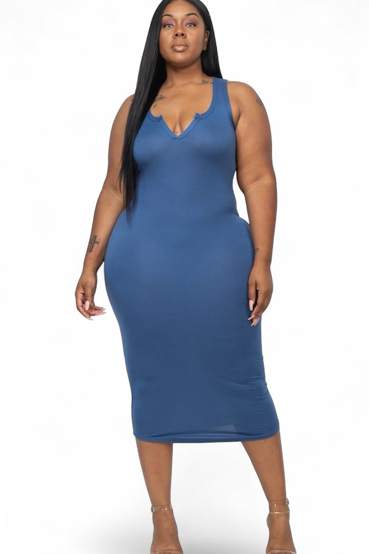 Curvy Split Neck Tank Dress  {BD2173X}
