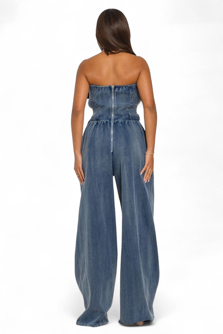 Denim Diva Belted Jumpsuit