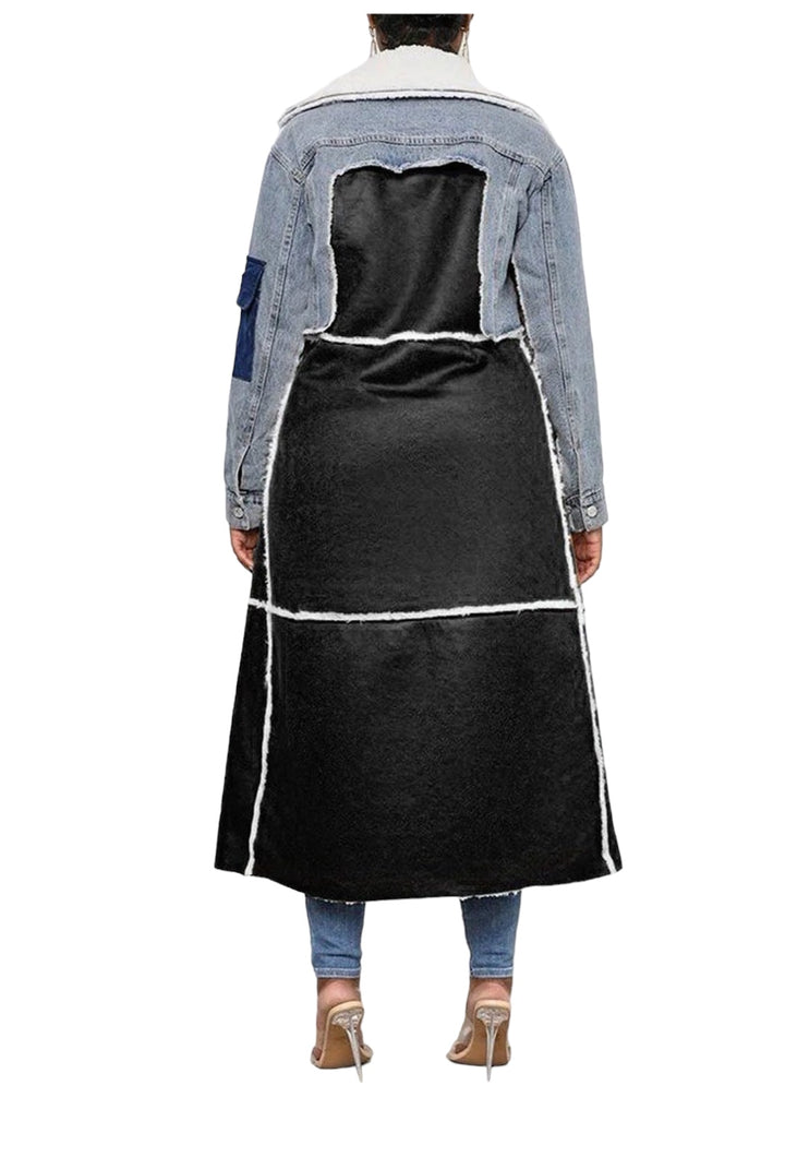 the back of a woman wearing a black apron