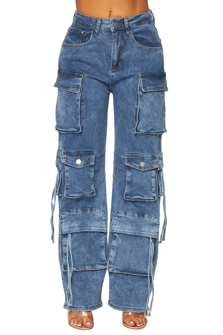 a woman wearing a pair of blue jeans