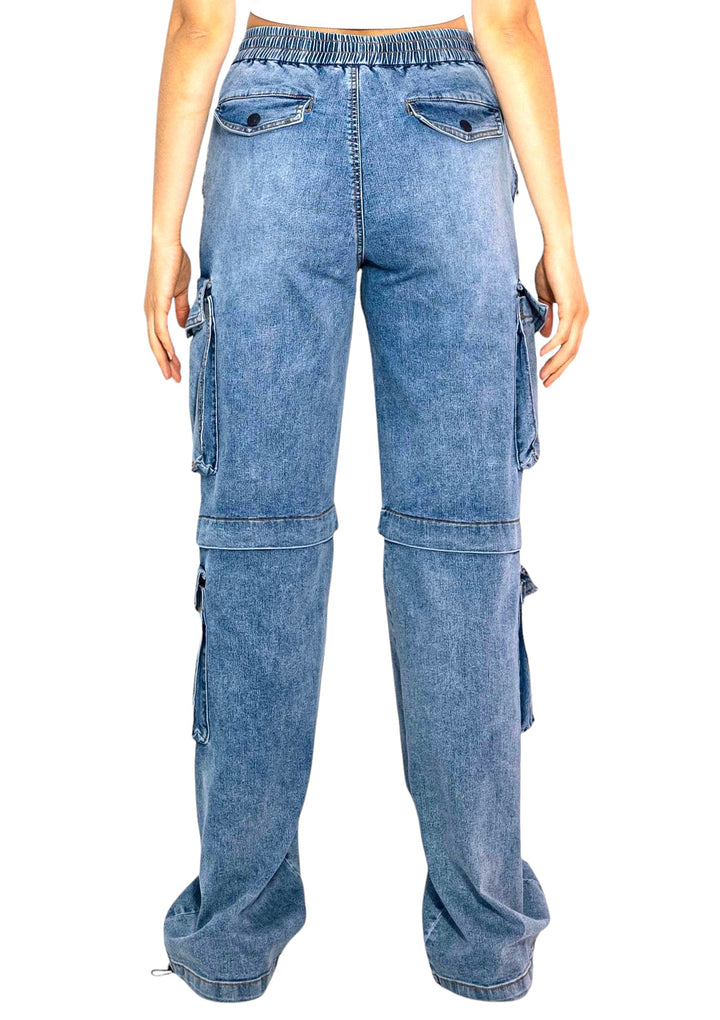 a woman wearing a pair of blue jeans