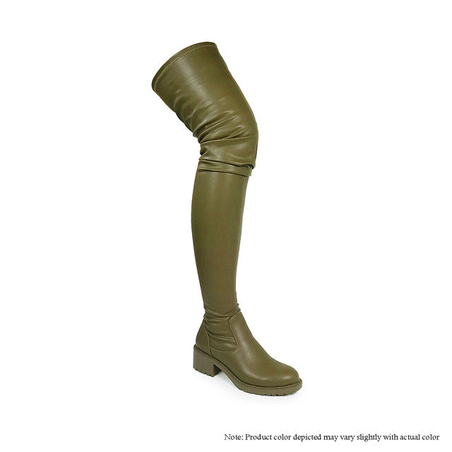 a pair of boots with a knee high boot