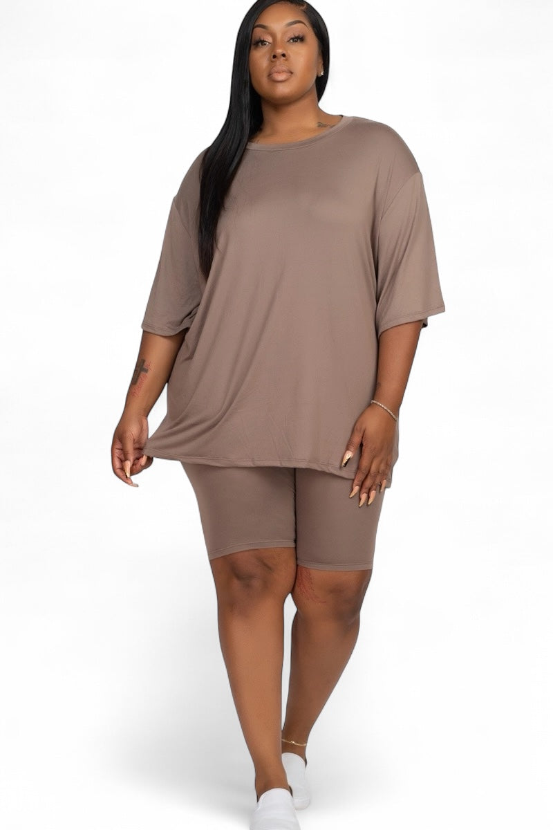 Curvy Loose Fit Top Bike Shorts Set {BTP3021X} – The House of Stylez
