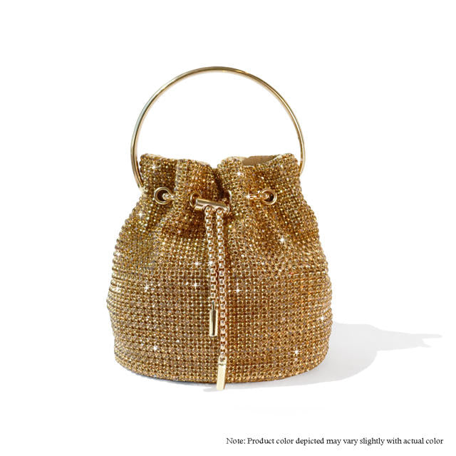 a small gold purse with a handle