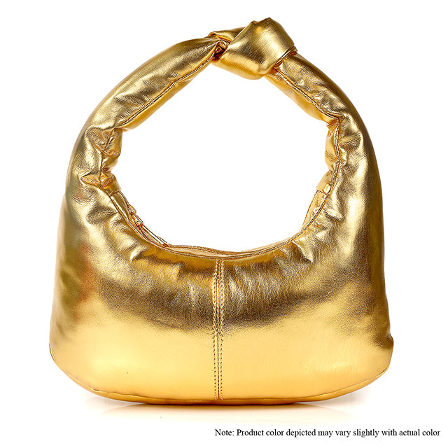 a gold purse is shown on a white background