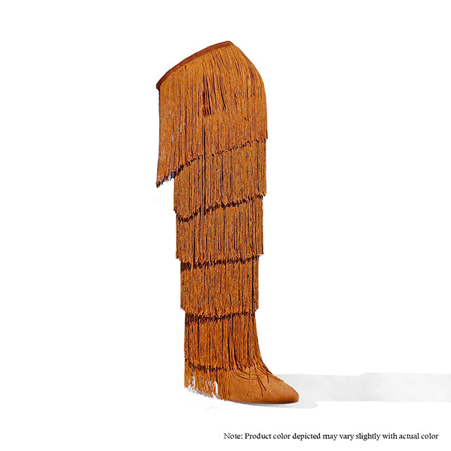 a tall wooden object with fringes on it