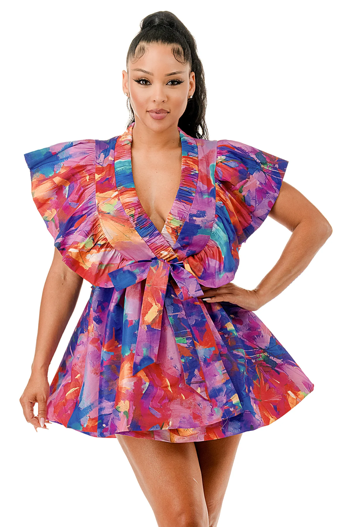 Multicolor Wrap Dress