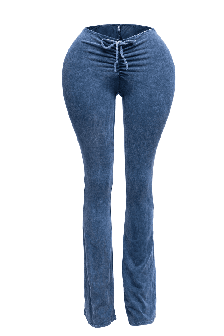 Mineral Washed Ruched Rise Flare Pant