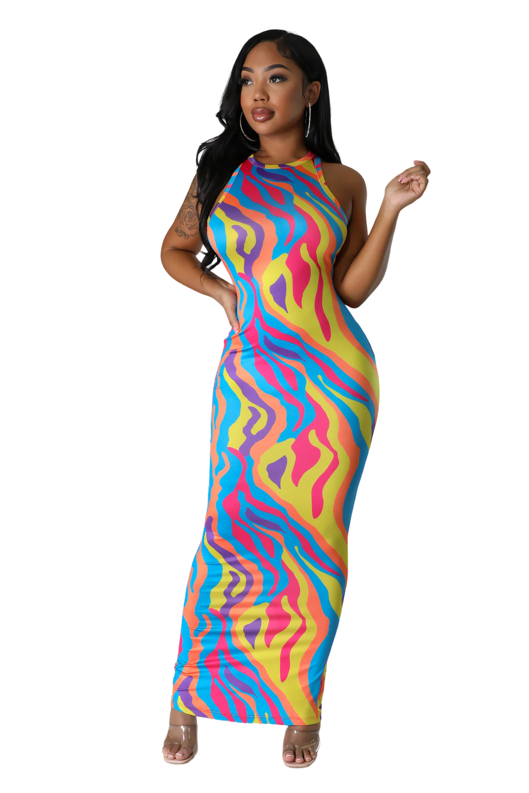 Multi Color Pattern Maxi Dress