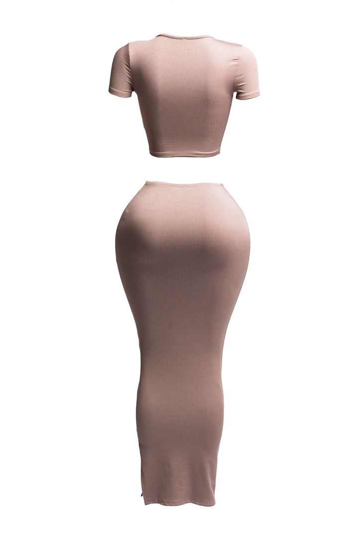 Short Sleeve Crop Top & Long Skirt Set