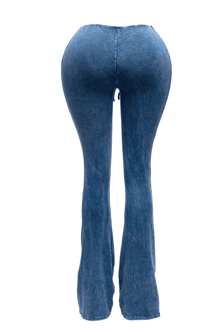 Mineral Washed Ruched Rise Flare Pant