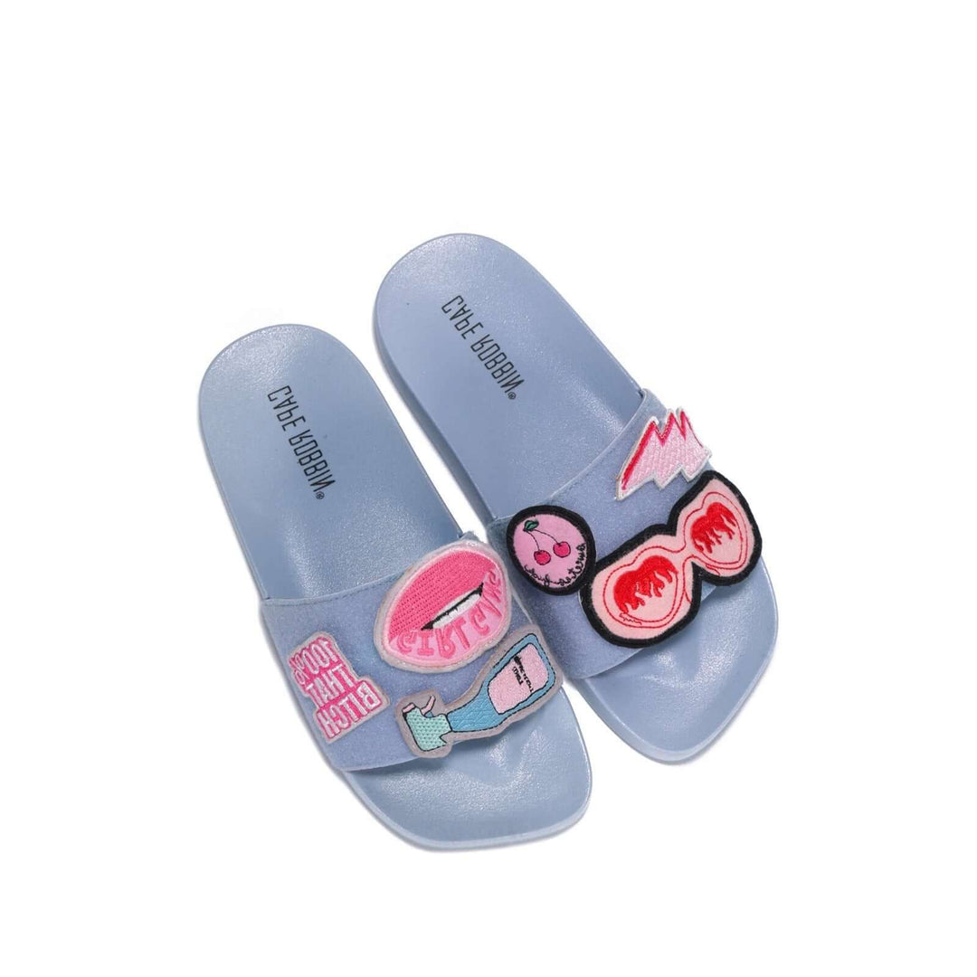 Slides with Removable Patches - Periwinkle Cape Robbin