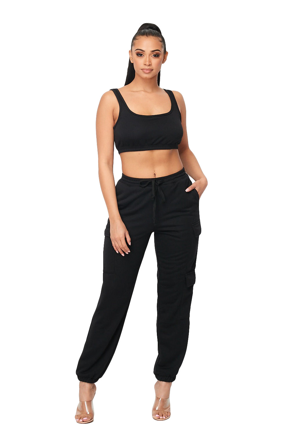 2 PC Cropped Tank Cargo Jogger Set Hot & Delicious