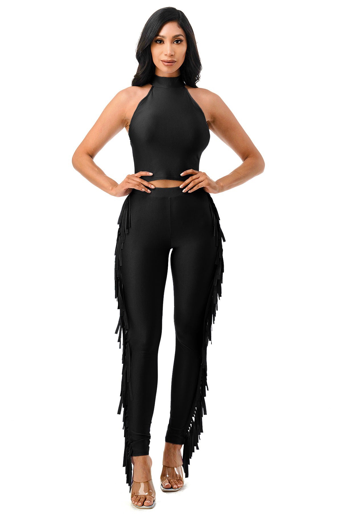 BLACK FRINGE PANTS