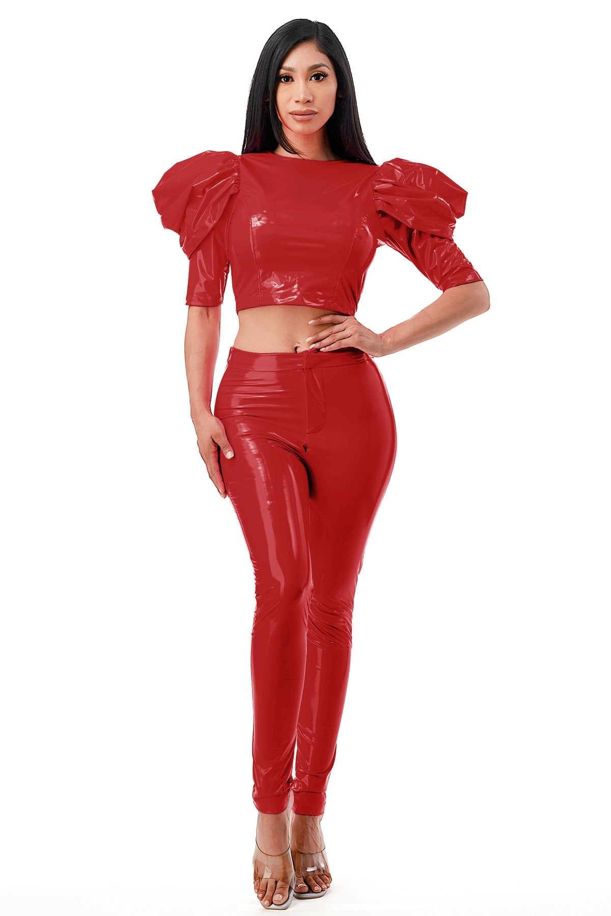 2 Piece Set: Latex Cropped Top & Jeggings – The House of Stylez
