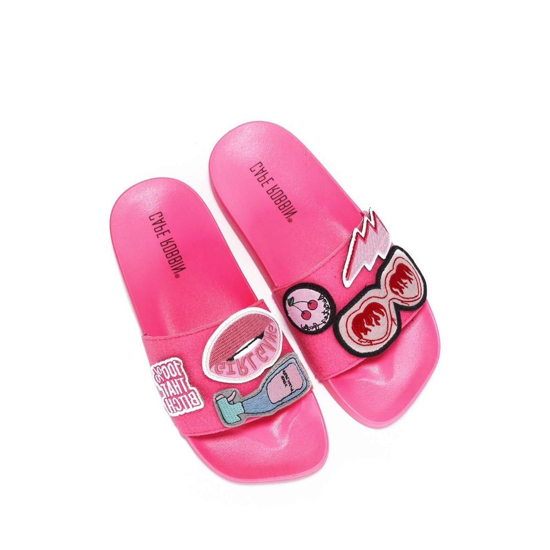Slides with Removable Patches - Pink Cape Robbin