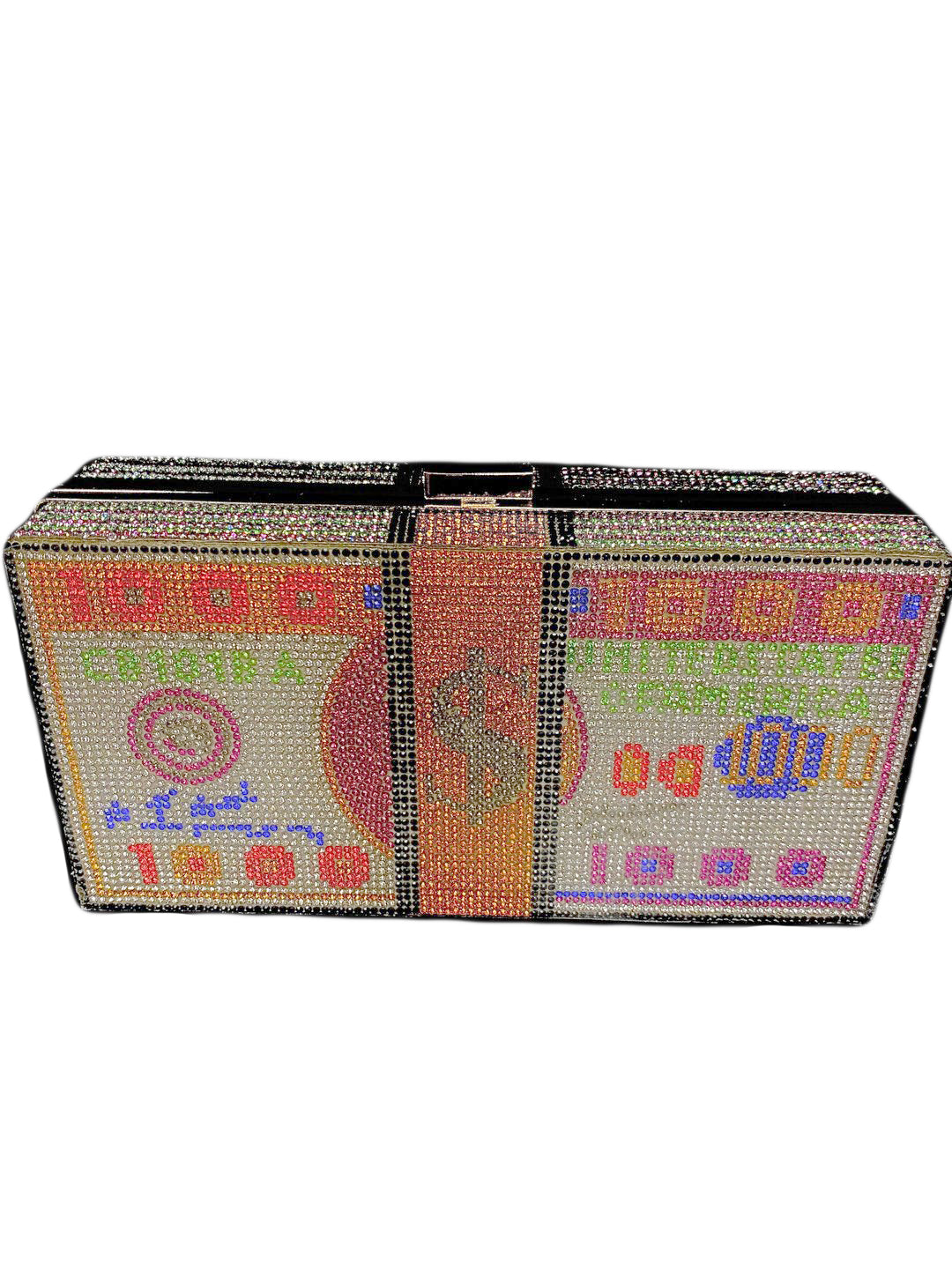 Bling Money Bag Clutch/Crossbody -White Multi Liliana