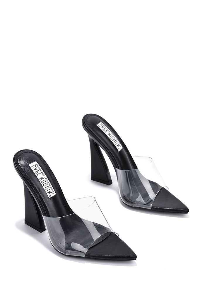 Clear Slide Heels : Layland - Black Cape Robbin