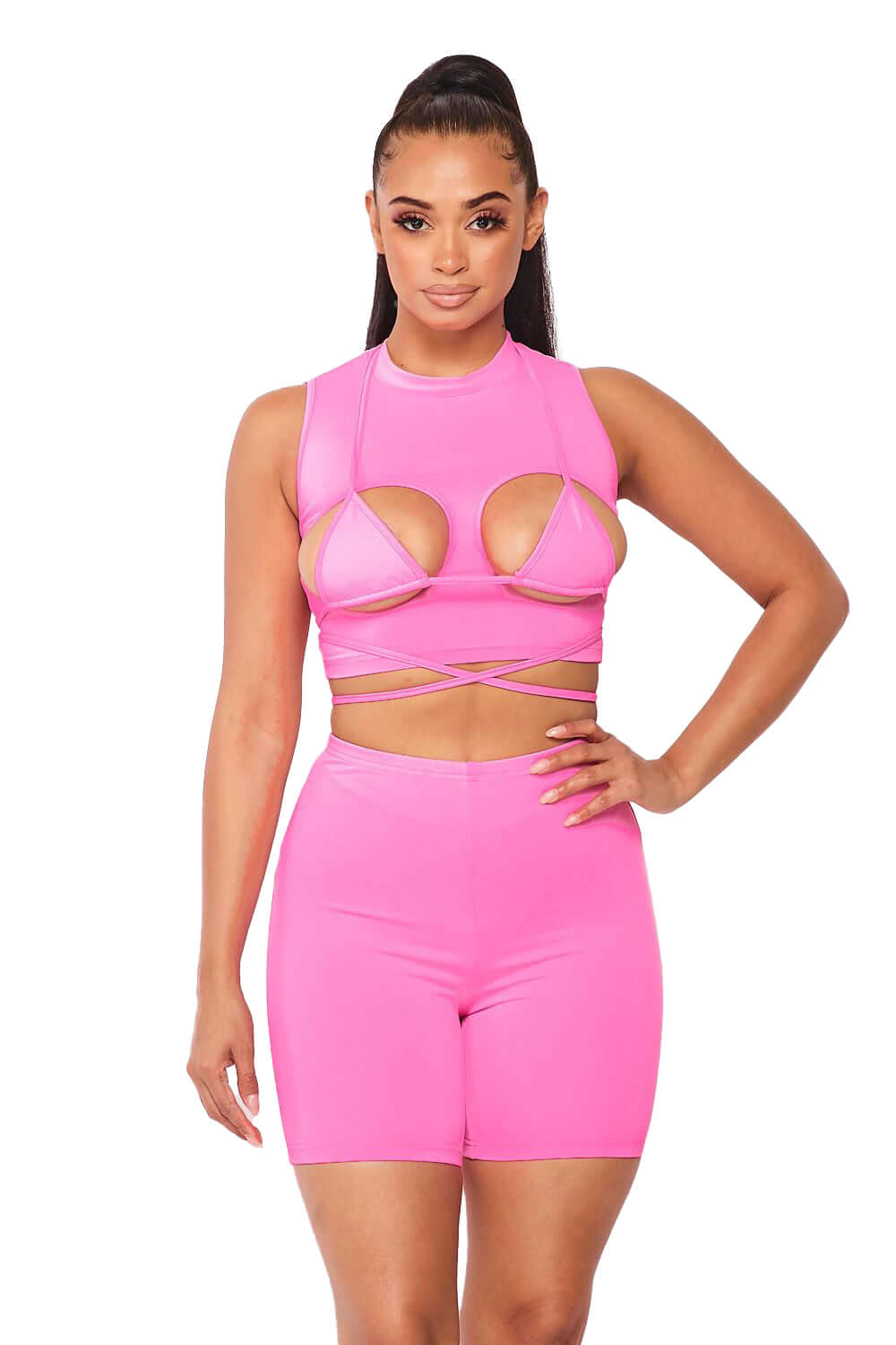 Pink 2 PC Biker Shorts Set Hot & Delicious