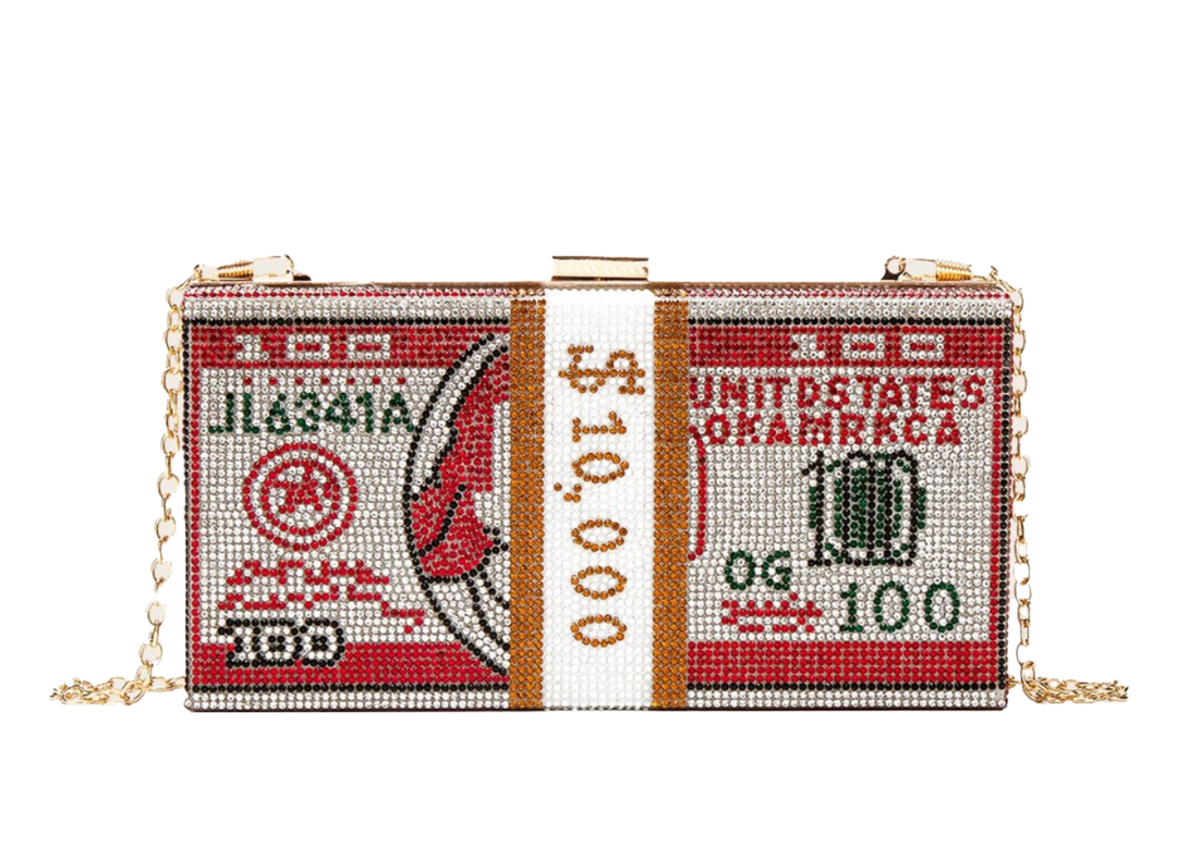 Bling Money Bag Clutch/Crossbody -Red Liliana