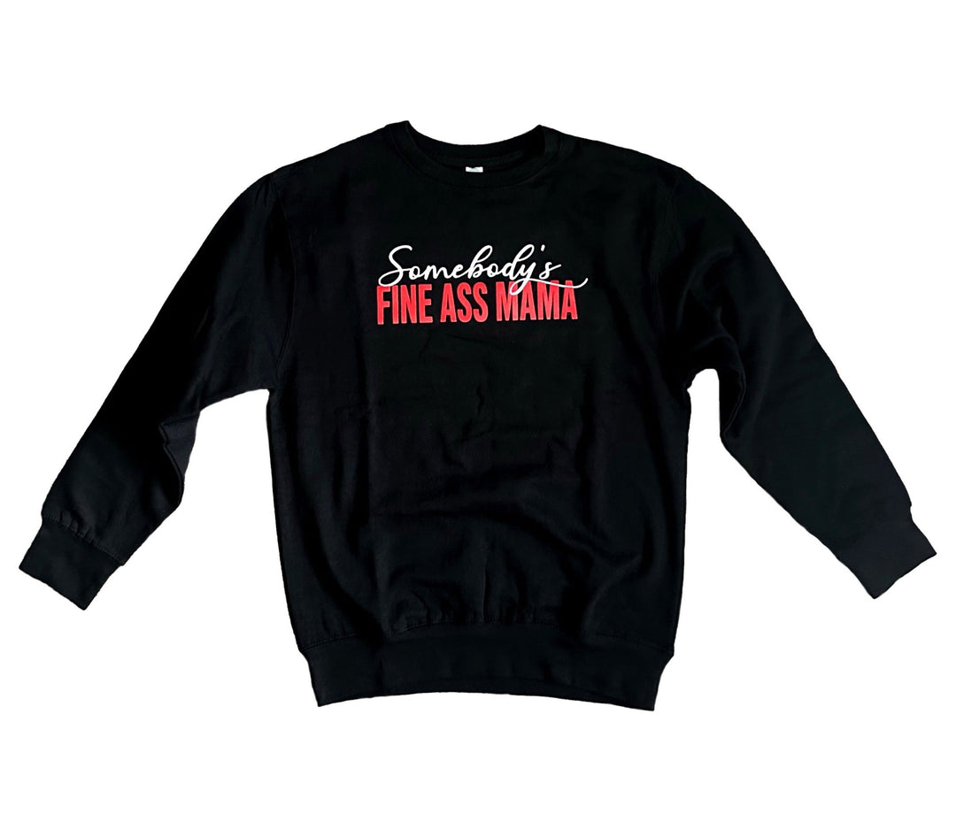 a black sweatshirt with the words fire ass mama printed on it