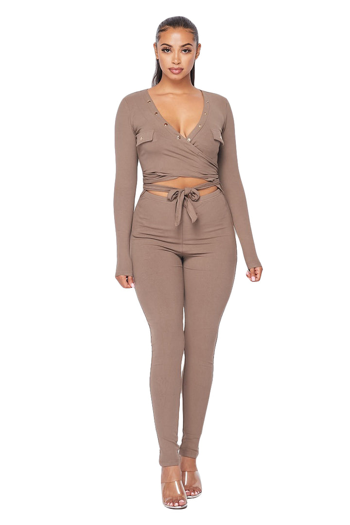 V-neck Wrap Around 2 pc Jumper Highlight