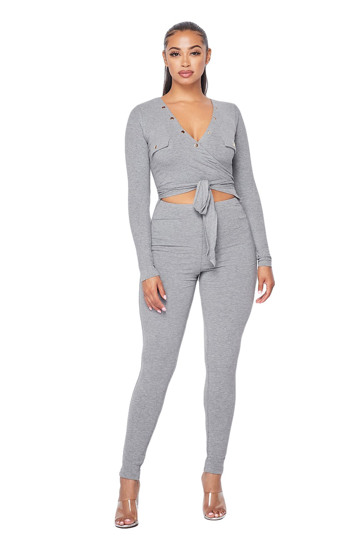 V-neck Wrap Around 2 pc Jumper Highlight