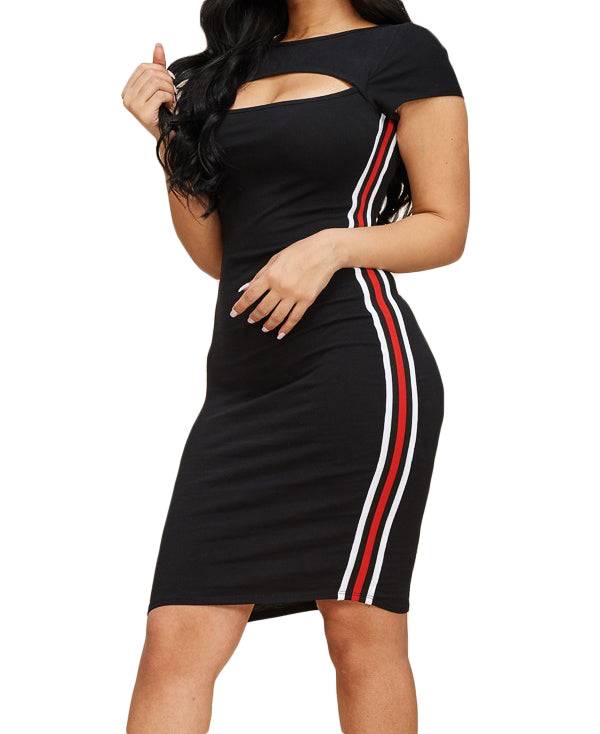 black striped t shirt dress Hudson Striped T-Shirt Dress in Black