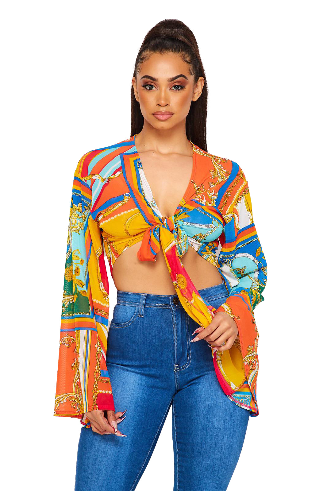 Multi Color Wrap Blouse Hot & Delicious