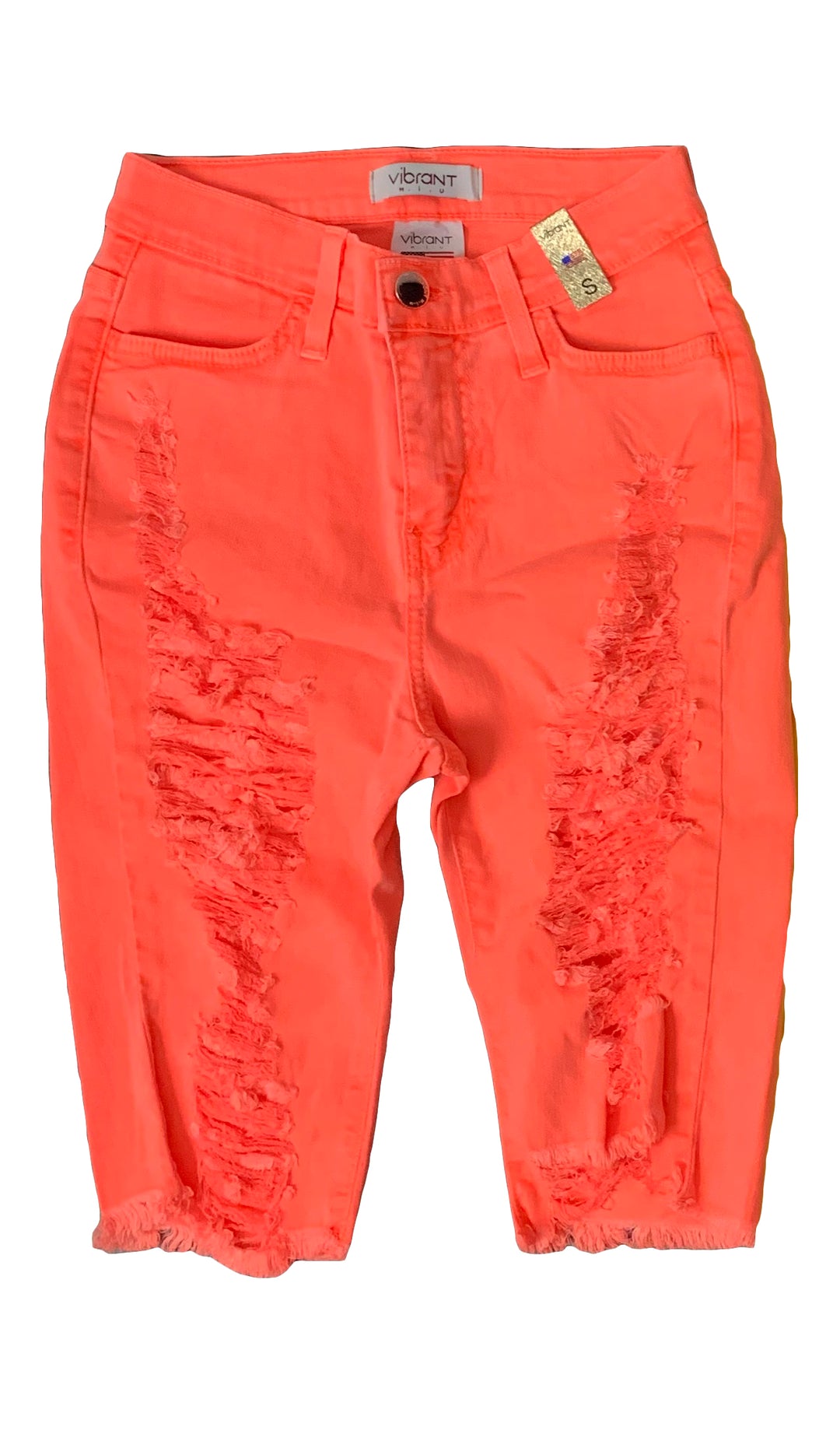 Neon One Sided Extreme Distressed Bermuda Shorts -{ 2 Colors Available } The House of Stylez