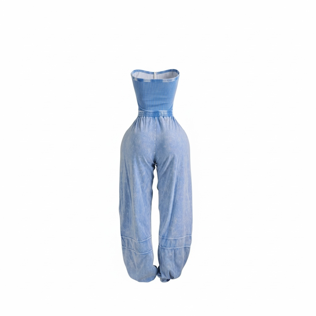 Mineral Wash Strapless Jogger Jumpsuit