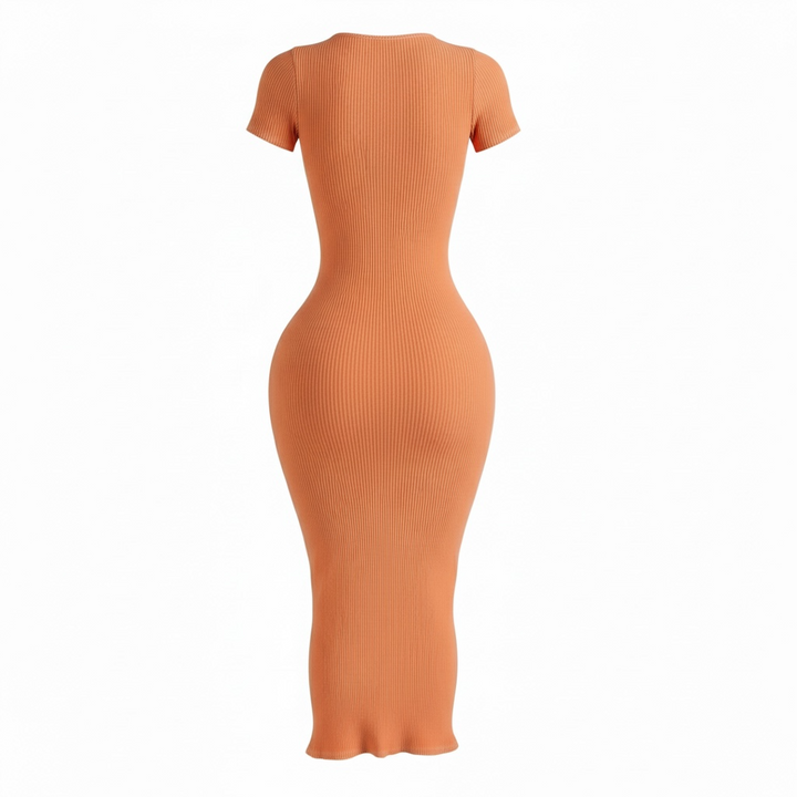 Mineral Wash Front Twist Cut-Out Slit Maxi Dress
