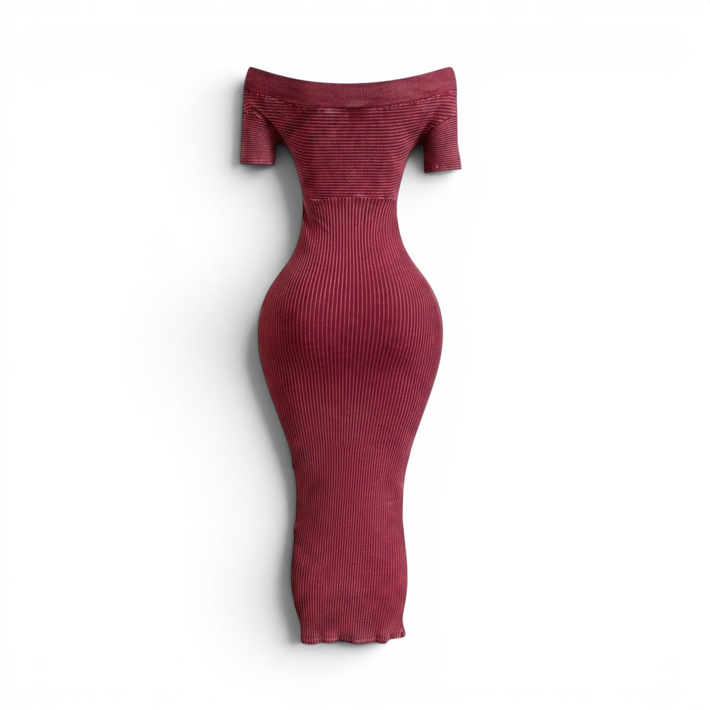 Mineral Wash Front Ruching Sweetheart Midi Dress