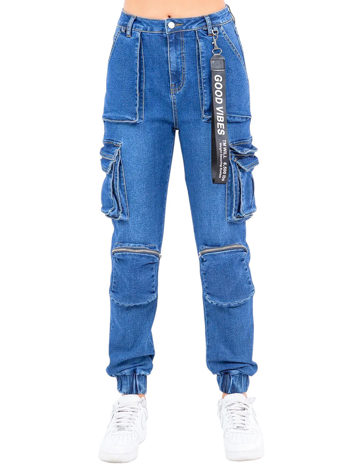 Denim Joggers with Knee Pockets