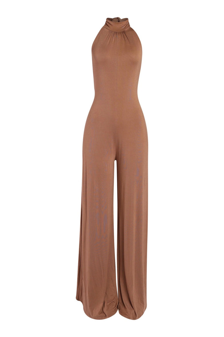 Halter Open Back Wide Leg Jumpsuit