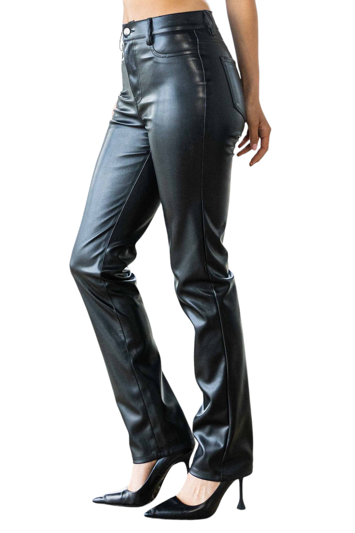 Vegan Leather Straight Pants