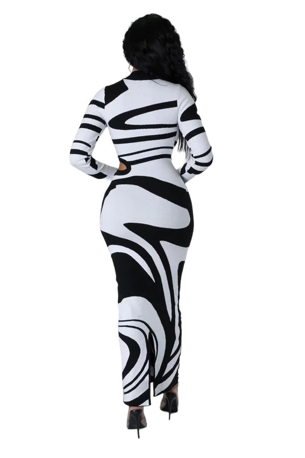 Black & White Knit Maxi Dress