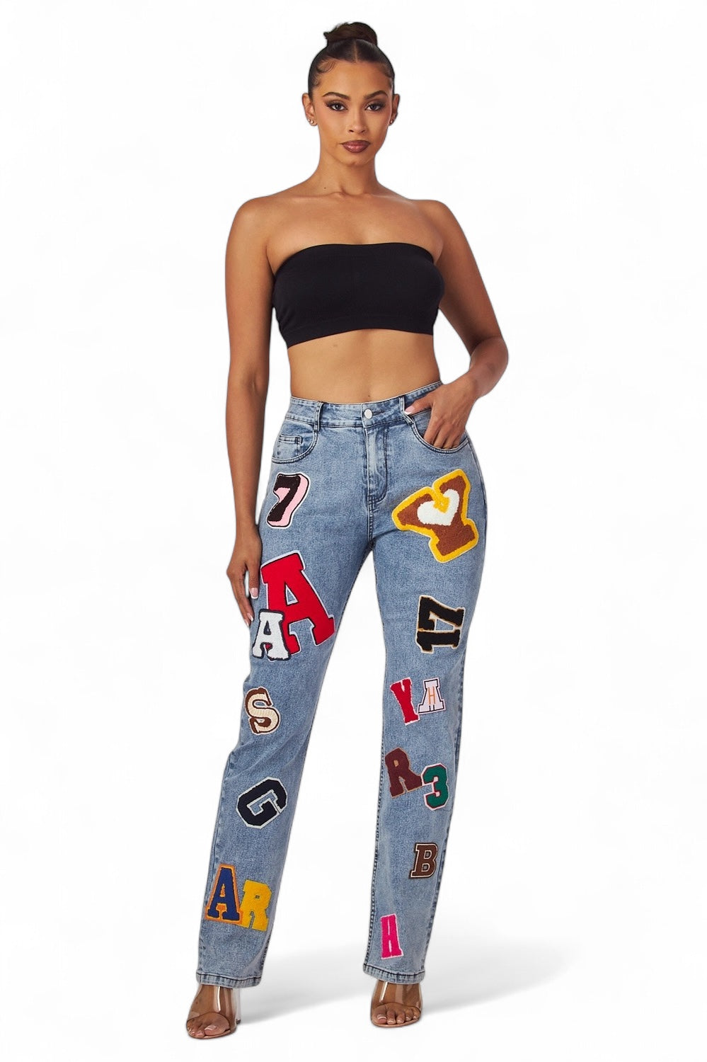 Emmiebree Patch Denim Jean Pants