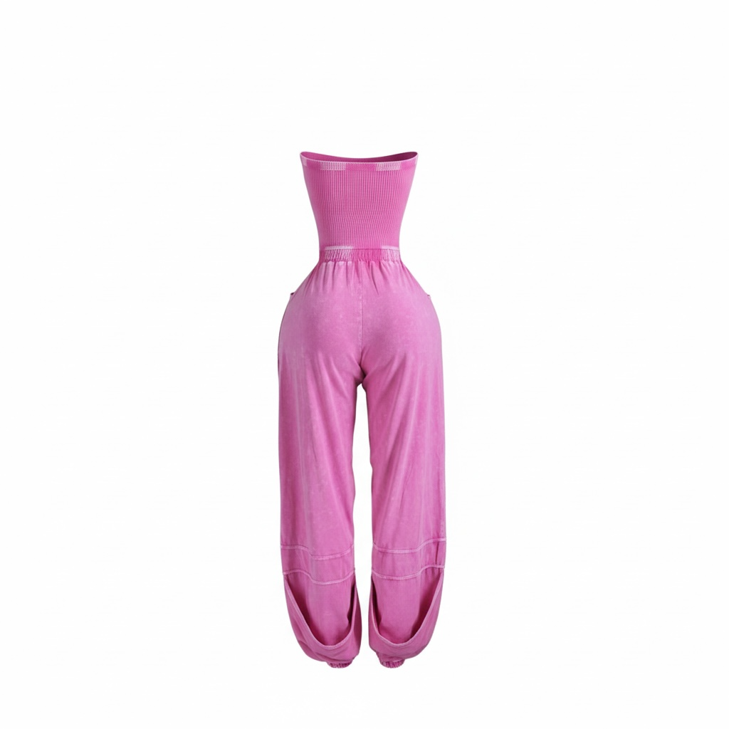 Mineral Wash Strapless Jogger Jumpsuit