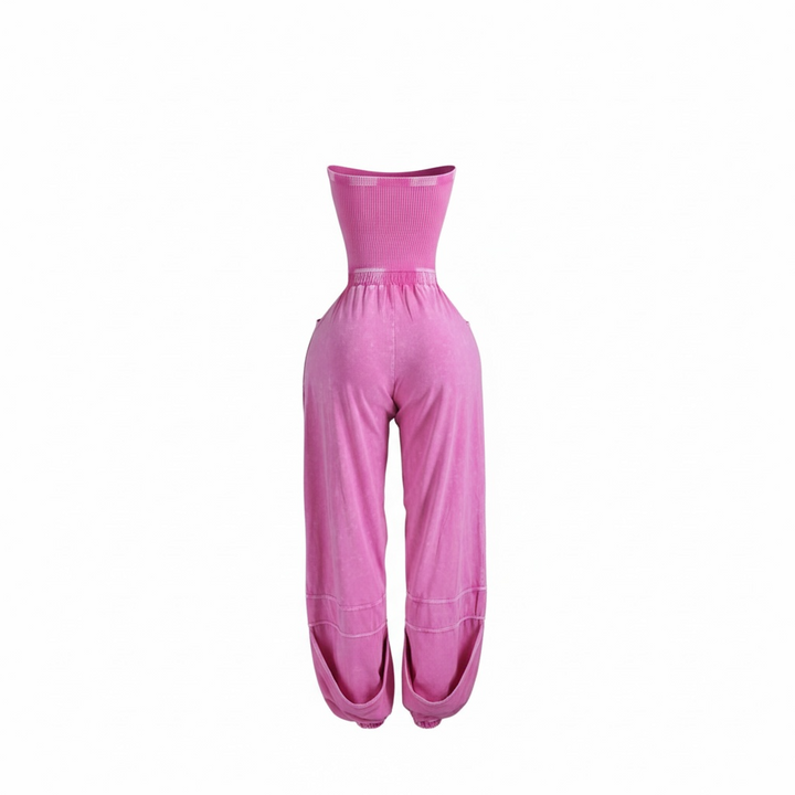 Mineral Wash Strapless Jogger Jumpsuit