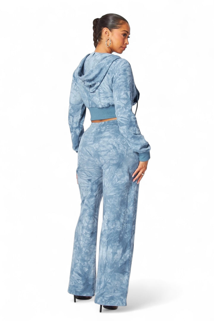 Aaliyah Tie Dye Crop Hoodie & Straight Pants Set