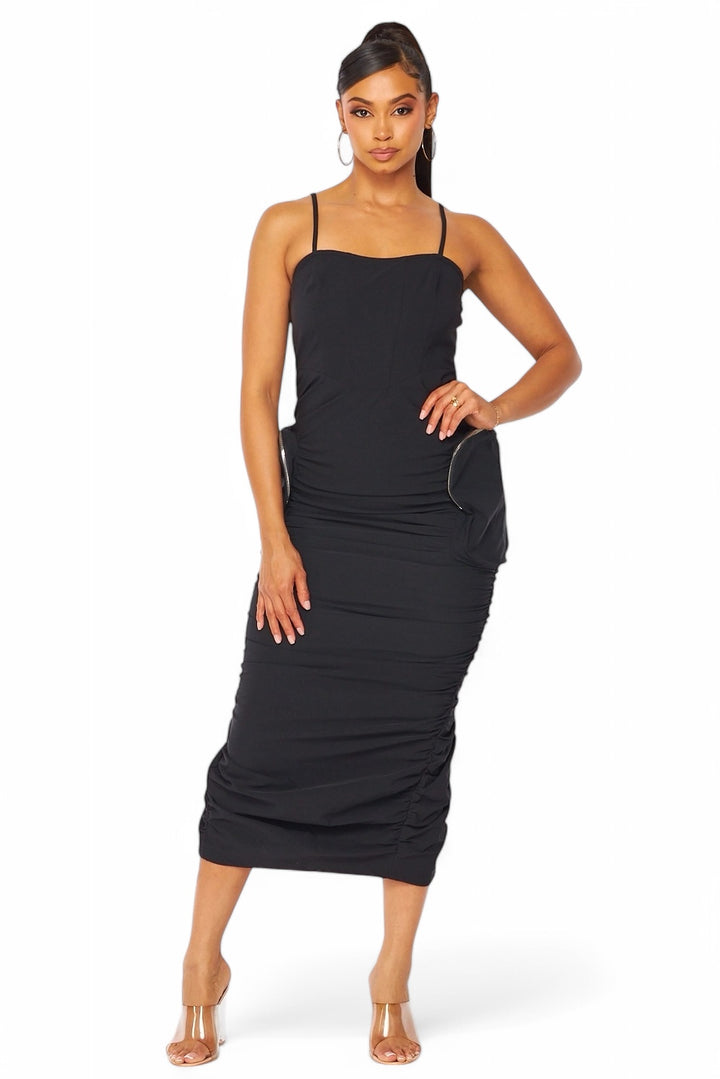 Erin Cargo Pocket Ruched Nylon Tube Dress