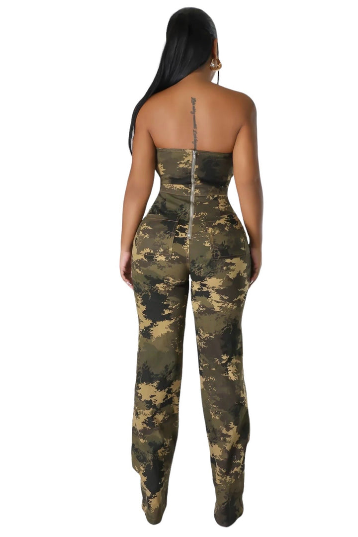 Camouflage Strapless Jumpsuit {Tall Girl Friendly}