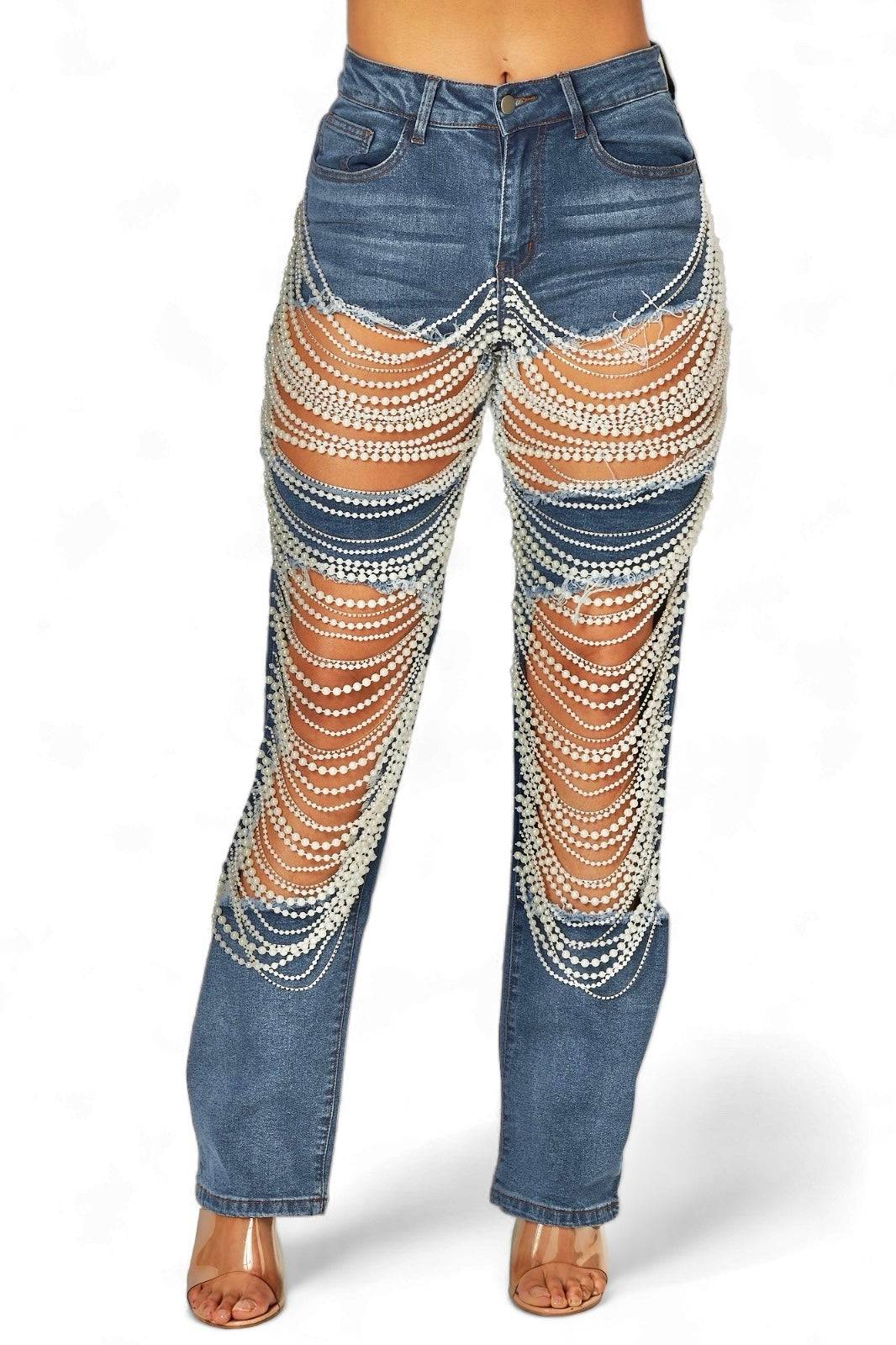 Pearl jeans for fashion women