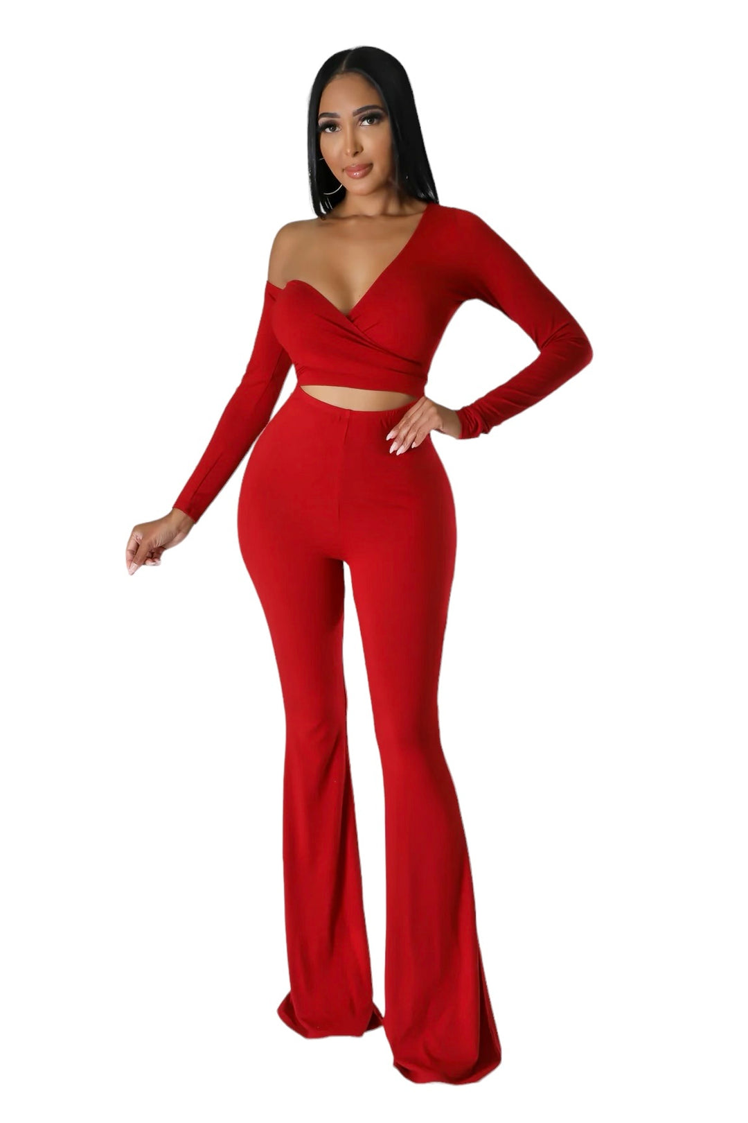 One Shoulder Long Sleeve Convertible Jumpsuit {Tall Gyrl Friendly}