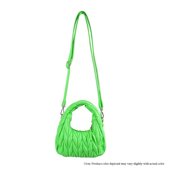 a green handbag with a handle on a white background