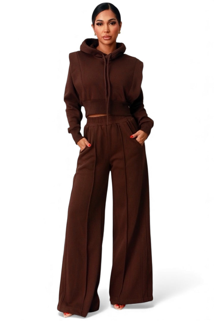 Crop Hoodie And Wide Leg SweatSuit