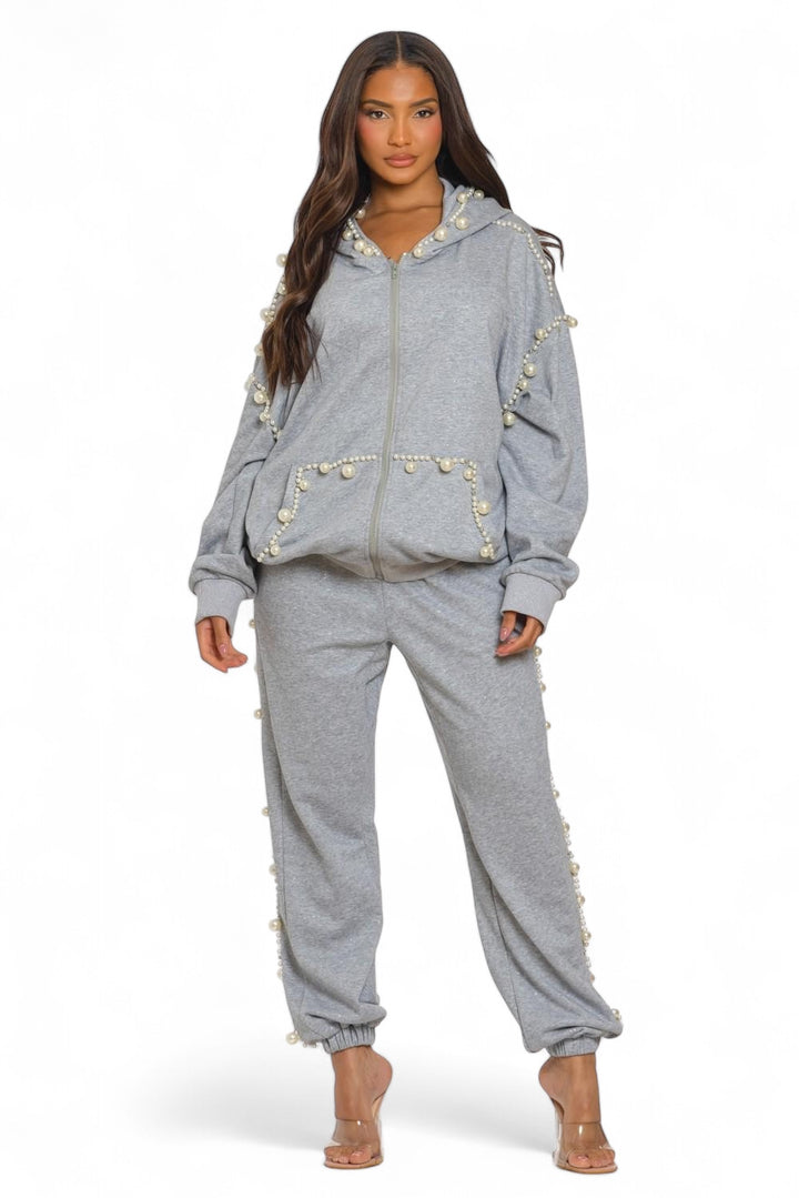 Pearl Embellished Jogger Set