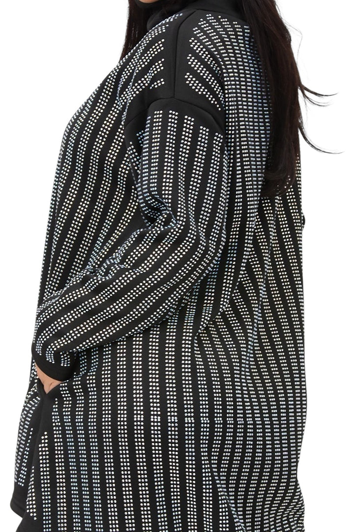 Rhinestone Mock Neck  Detail Hi Lo Top / Dress